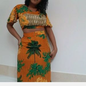 Women's Tropical Style 2 Piece Floral Long Skirt